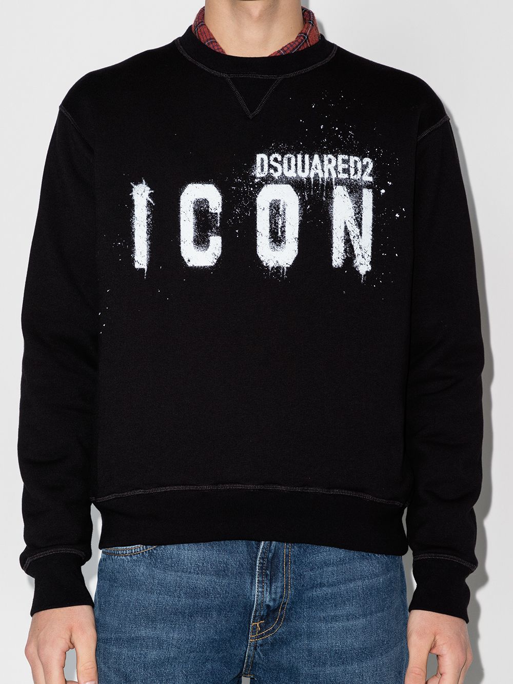 DSQUARED2 Icon Spray Sweatshirt Black - MAISONDEFASHION.COM