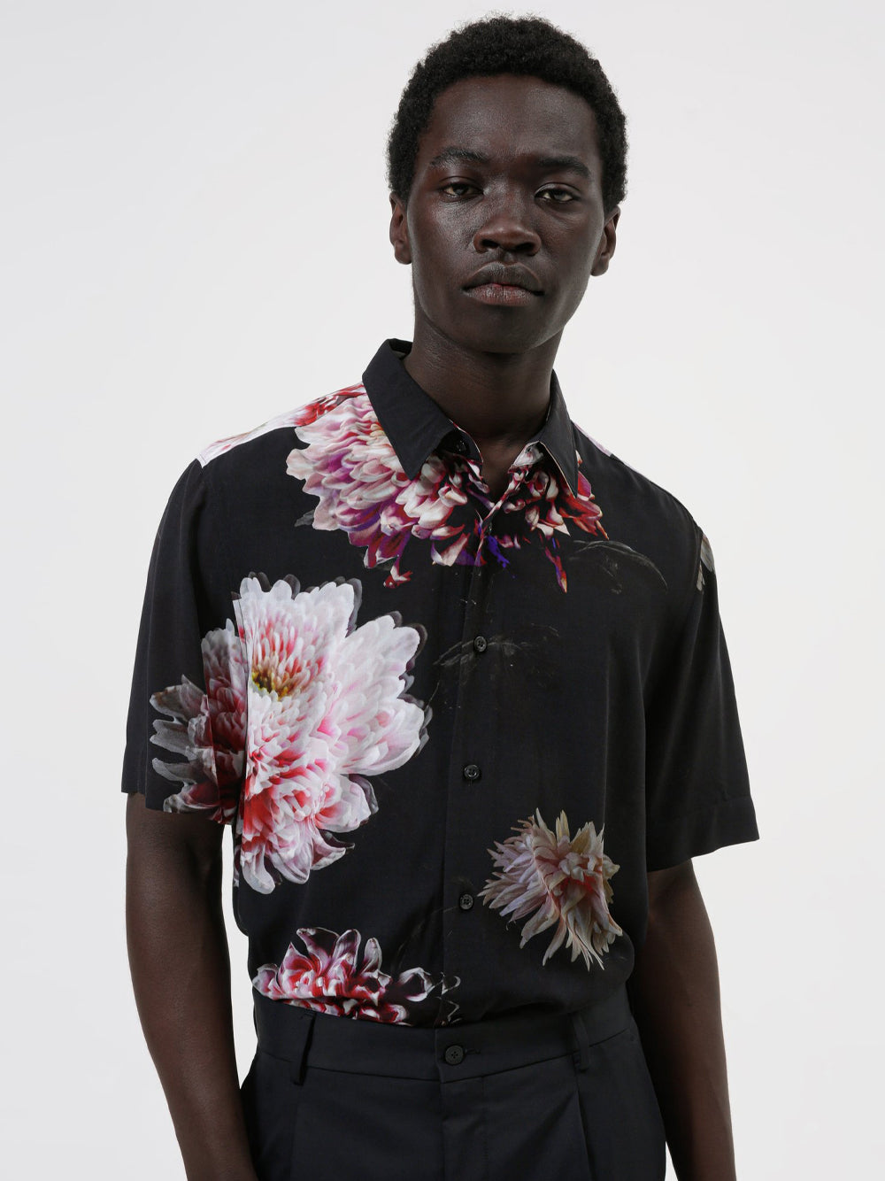 HUGO Relaxed Fit Floral Print Shirt Black - MAISONDEFASHION.COM