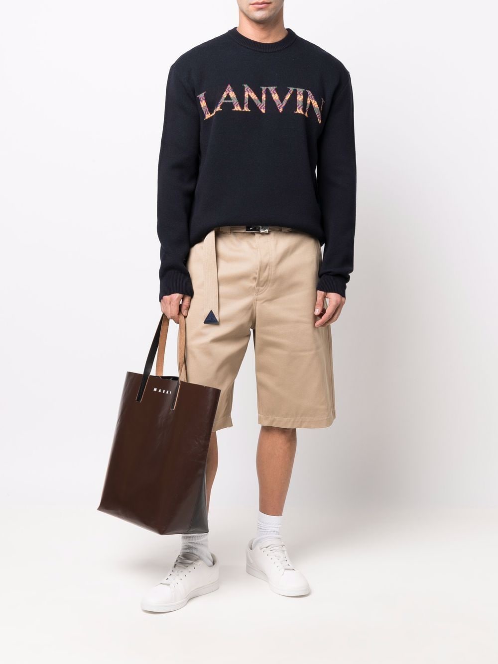 LANVIN Logo Sweatshirt Navy - MAISONDEFASHION.COM