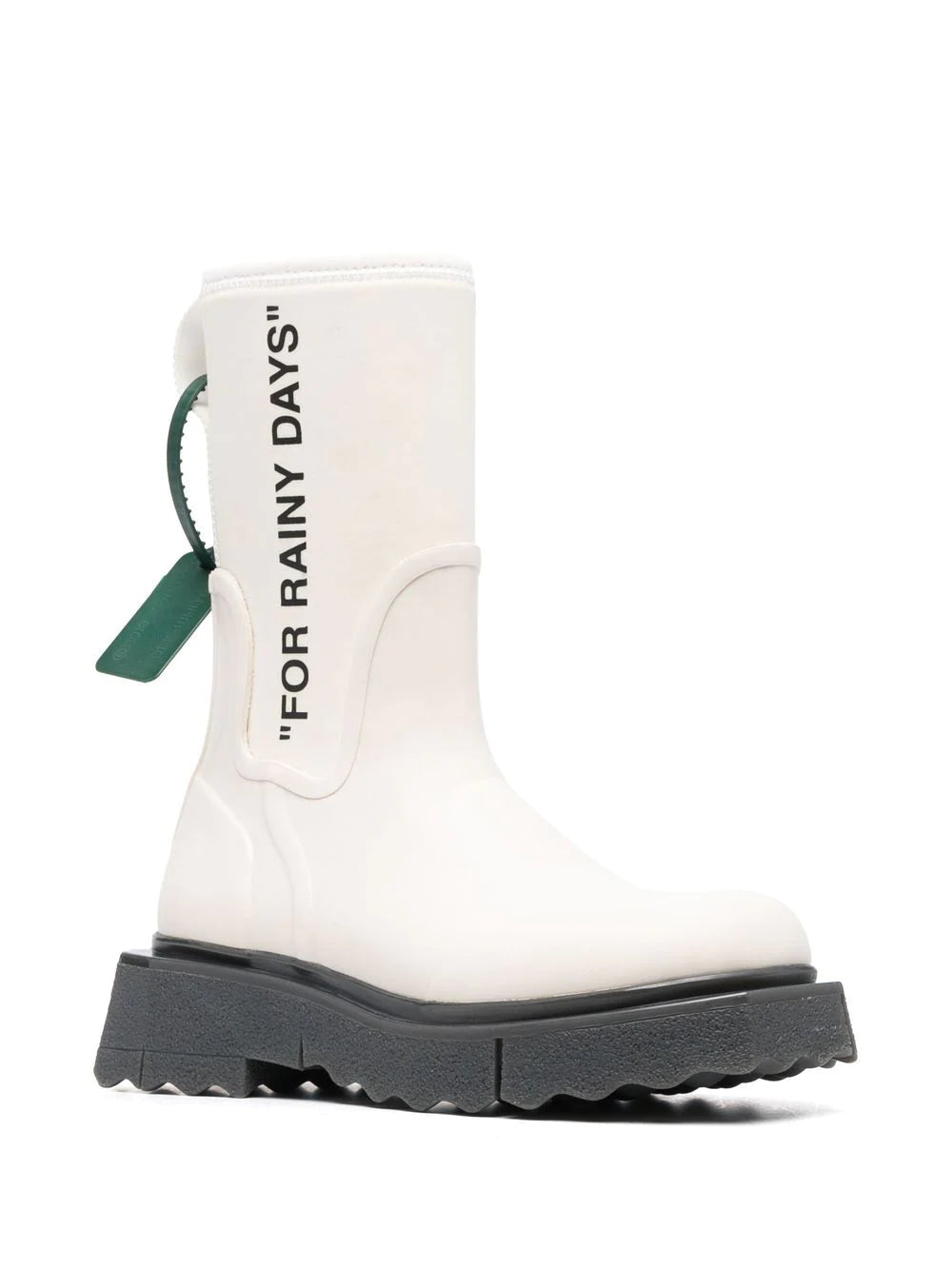 OFF WHITE WOMEN Sponge Rubber Rainboot White Black - MAISONDEFASHION.COM