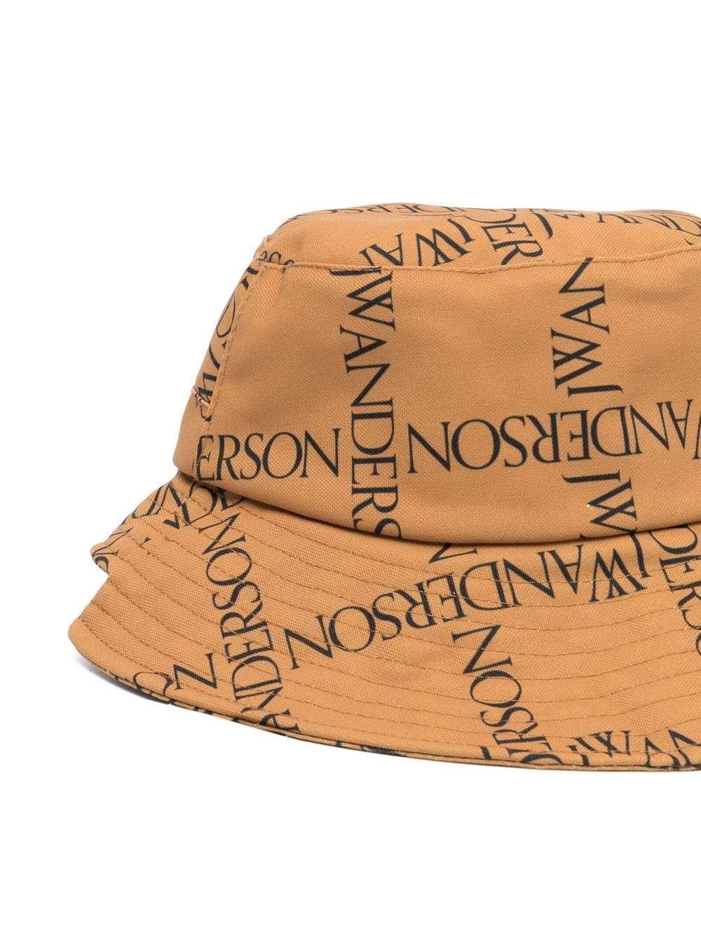 JW ANDERSON Asymmetric logo-print bucket hat Brown - MAISONDEFASHION.COM