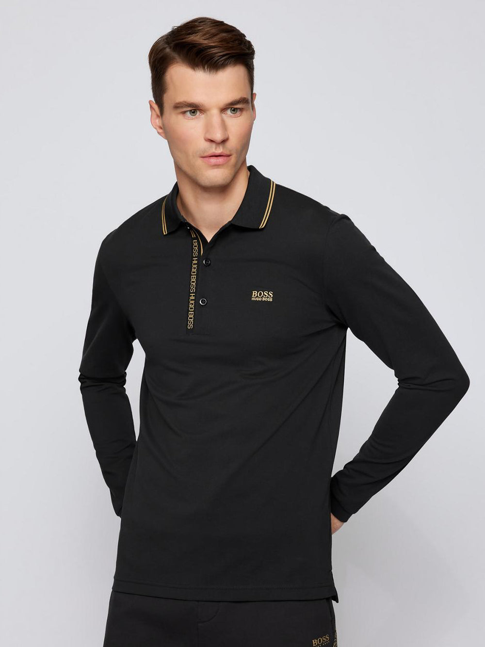 BOSS Logo Polo Shirt Black - MAISONDEFASHION.COM