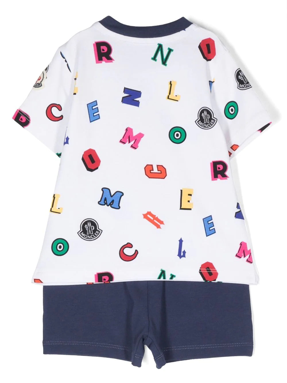 MONCLER BABY Logo Print T-Shirt Shorts Set White/Navy - MAISONDEFASHION.COM