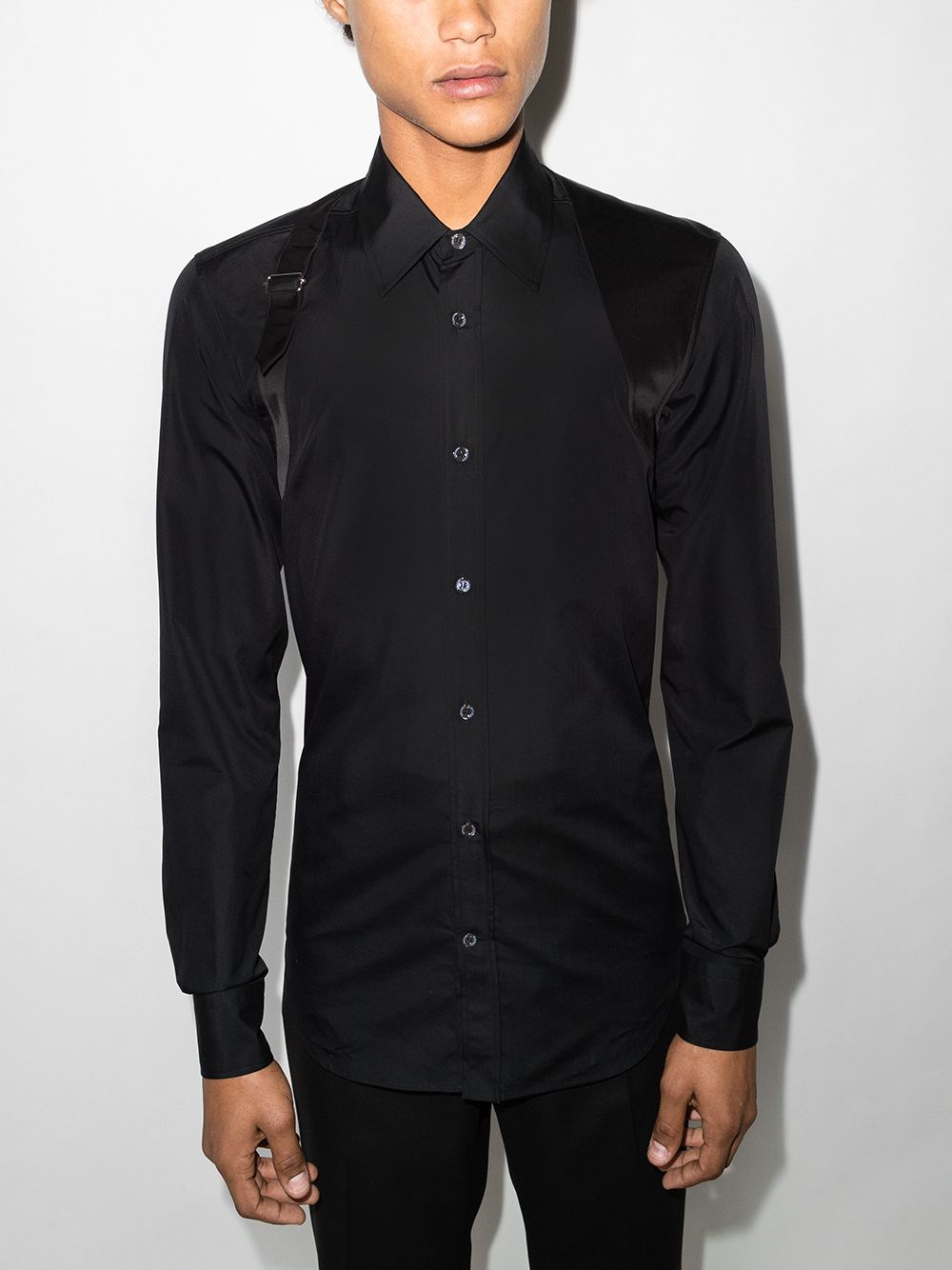 ALEXANDER MCQUEEN Harness Detail Shirt Black - MAISONDEFASHION.COM