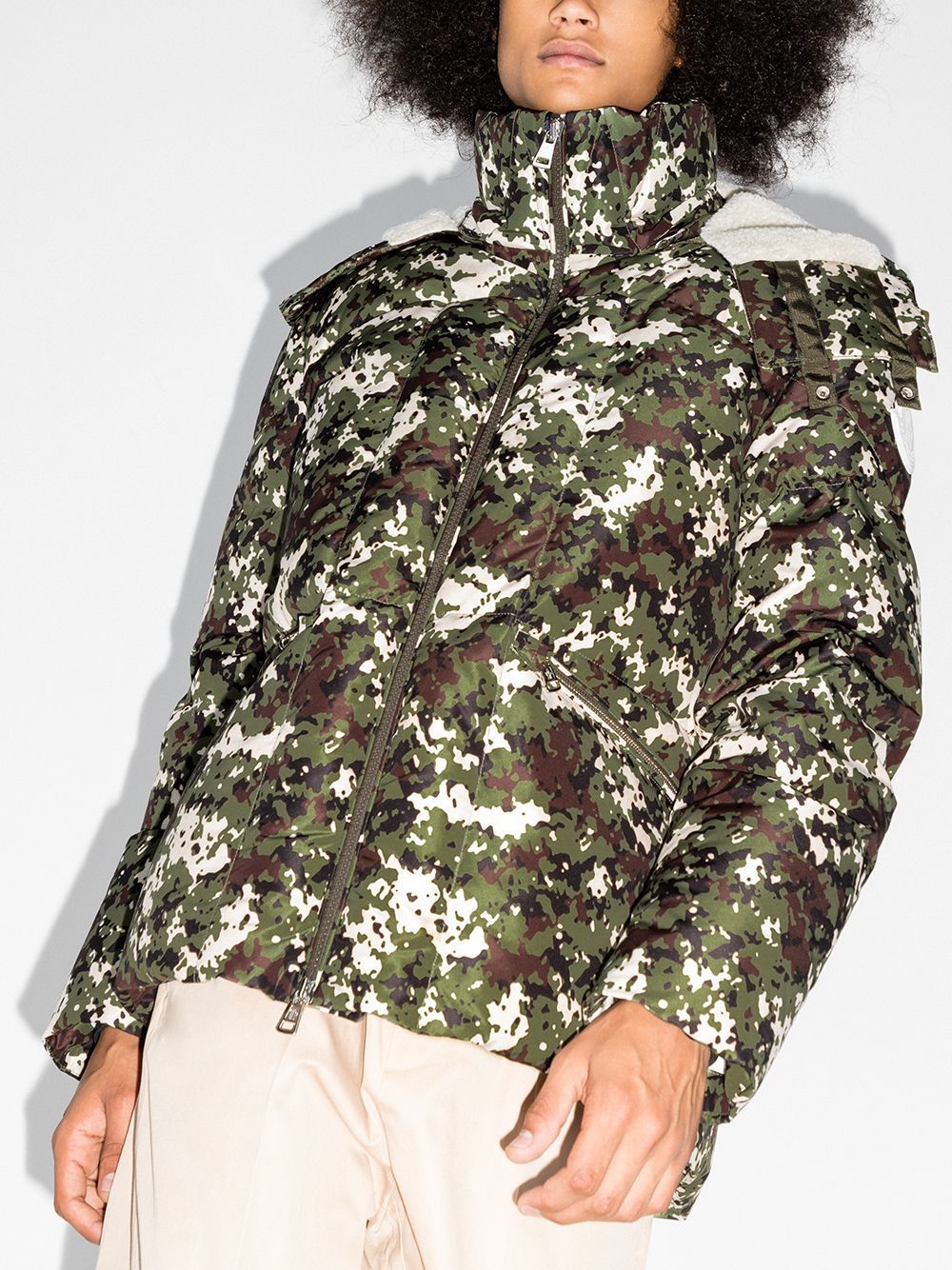 MONCLER Camouflage Logo Print Down Jacket - Maison De Fashion 