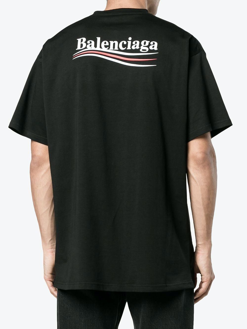 Balenciaga Political Logo Over Fit T-Shirt Black - MAISONDEFASHION.COM