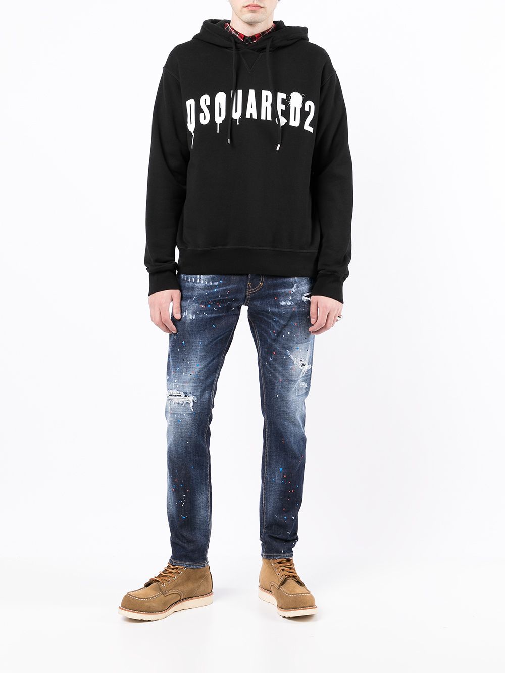 DSQUARED2 Logo Print Hoodie Black - MAISONDEFASHION.COM