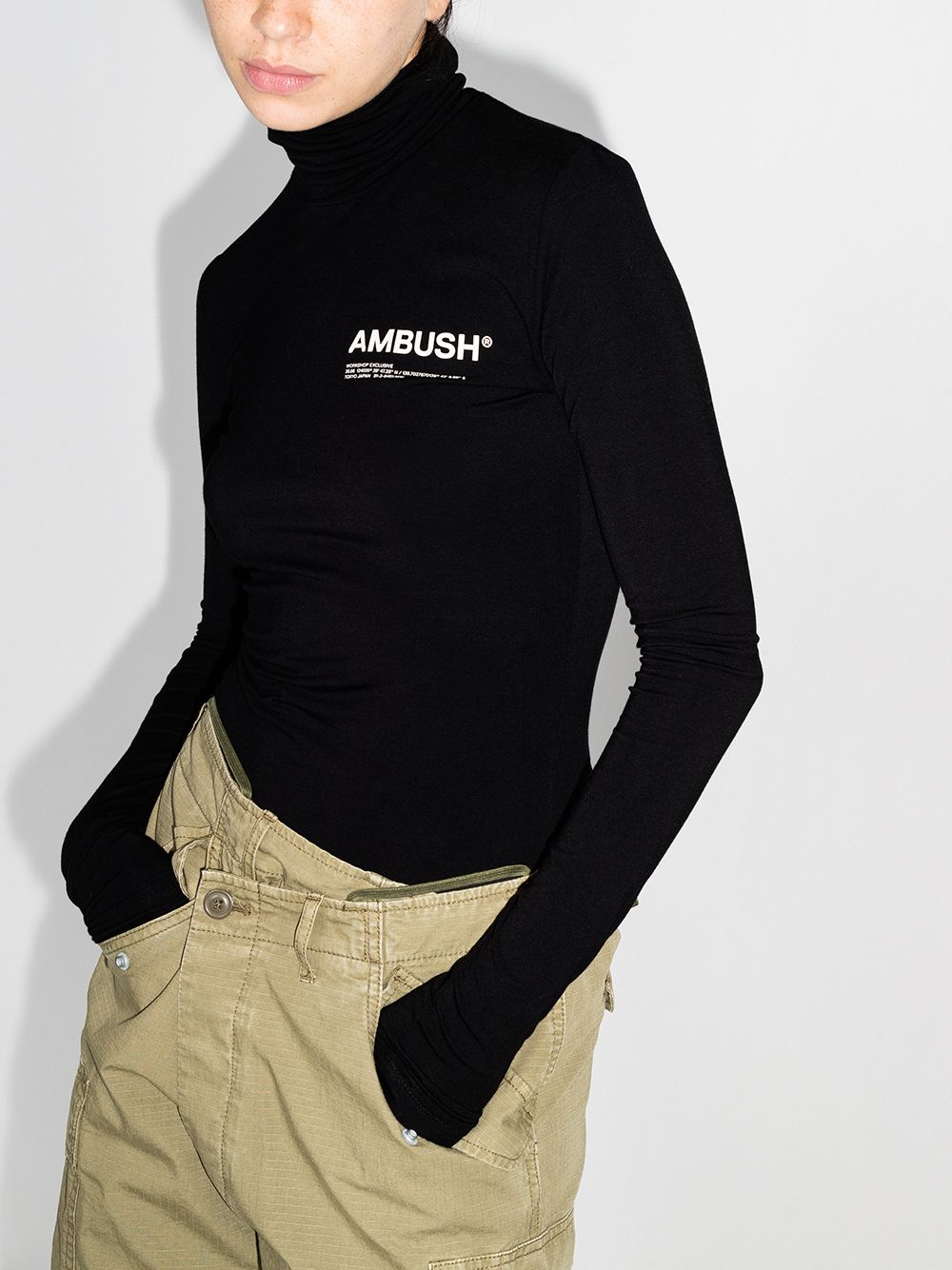 AMBUSH WOMEN Workshop roll neck T-shirt Black - MAISONDEFASHION.COM
