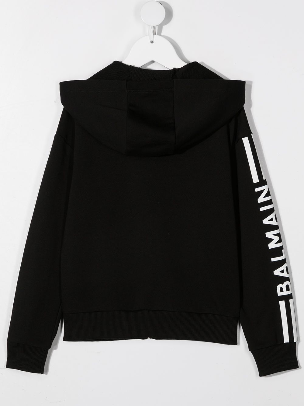 BALMAIN KIDS Side-logo zipped hoodie Black - MAISONDEFASHION.COM