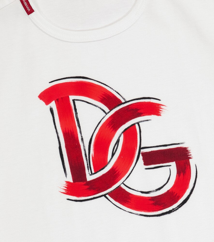 DOLCE & GABBANA DG RED logo print T-shirt White - MAISONDEFASHION.COM