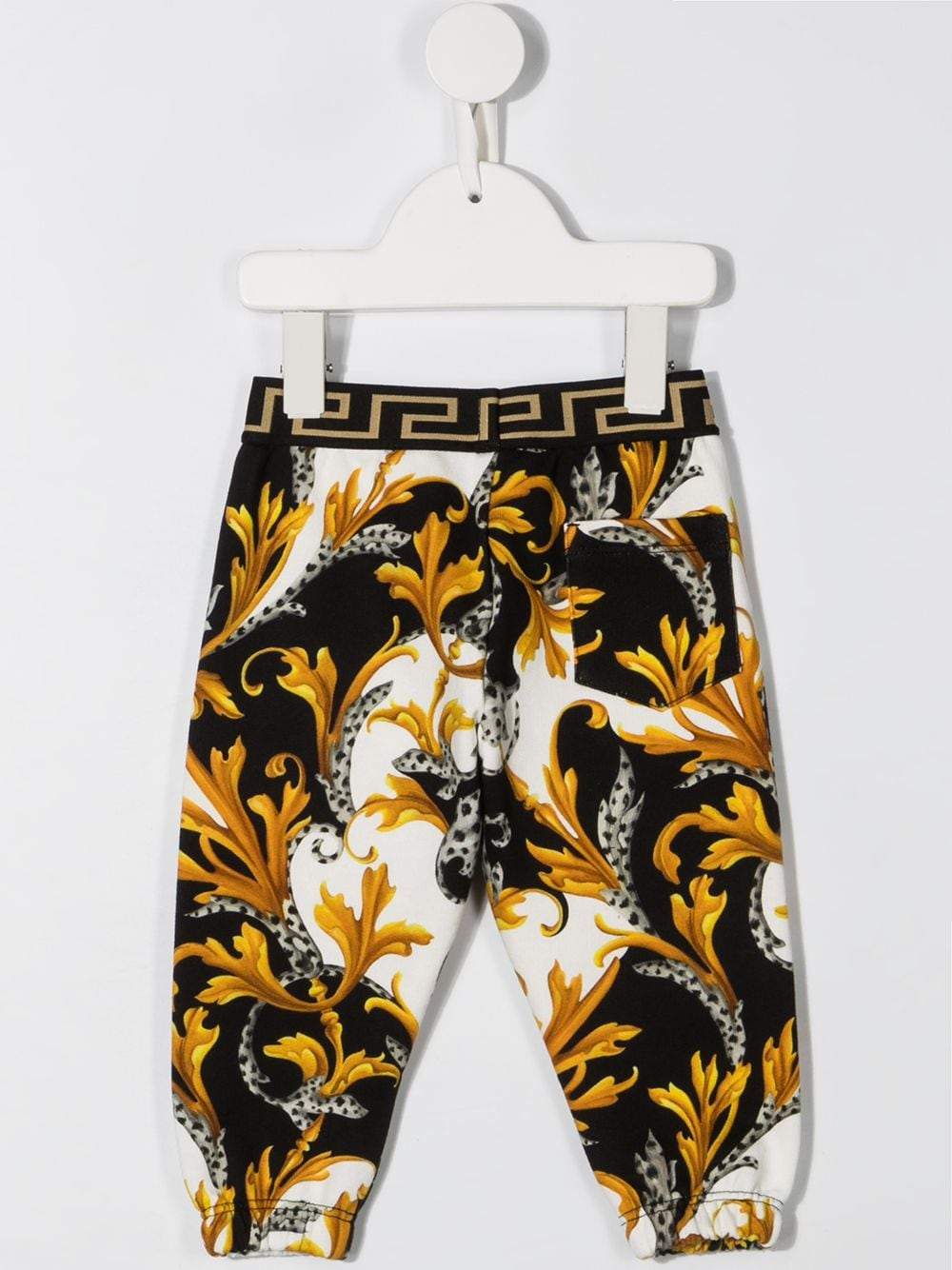 VERSACE KIDS Baby Baroque Print Waistband Leggins White/Gold - Maison De Fashion 