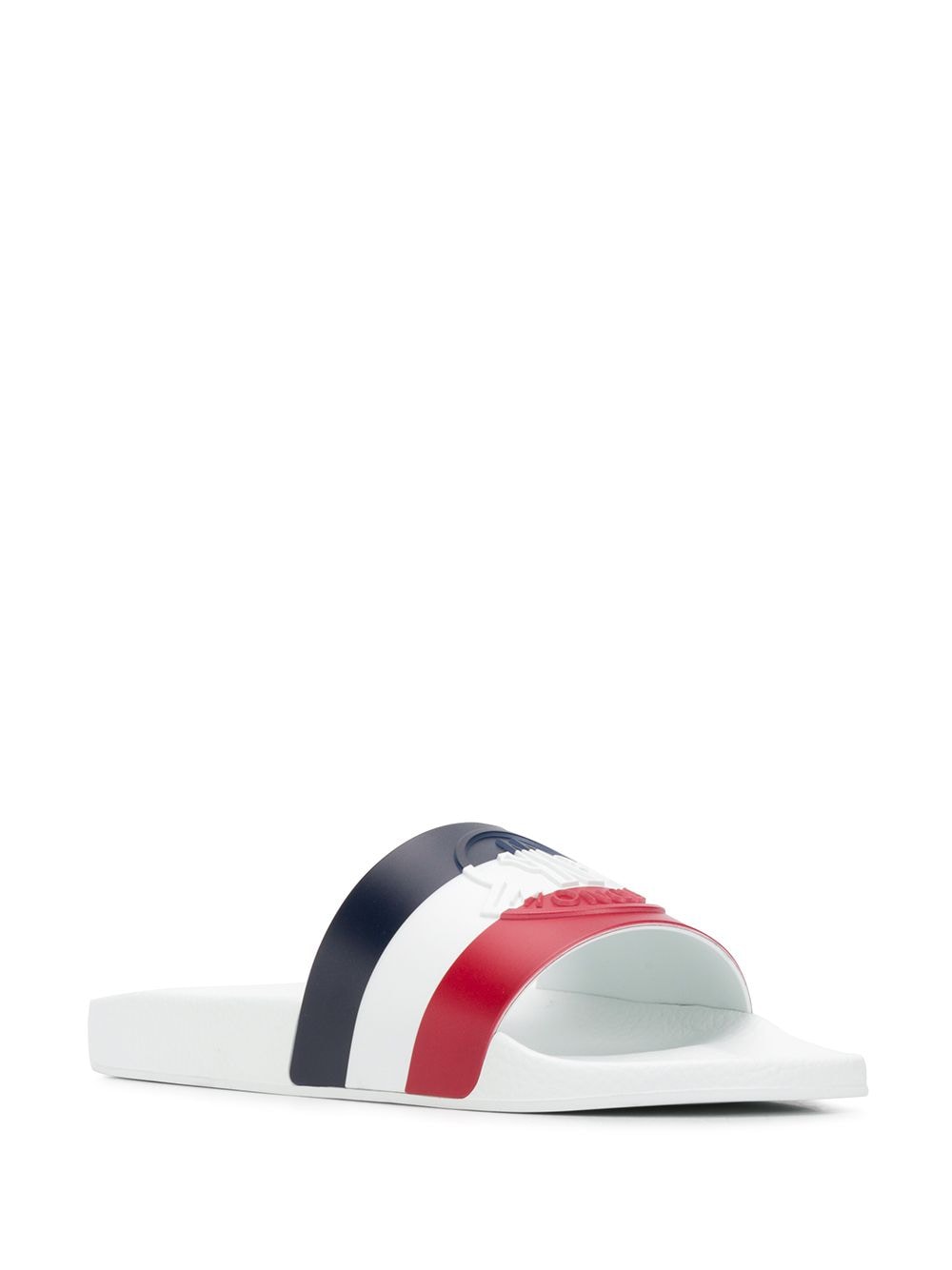 MONCLER BASILE striped slip on slides white - Maison De Fashion 