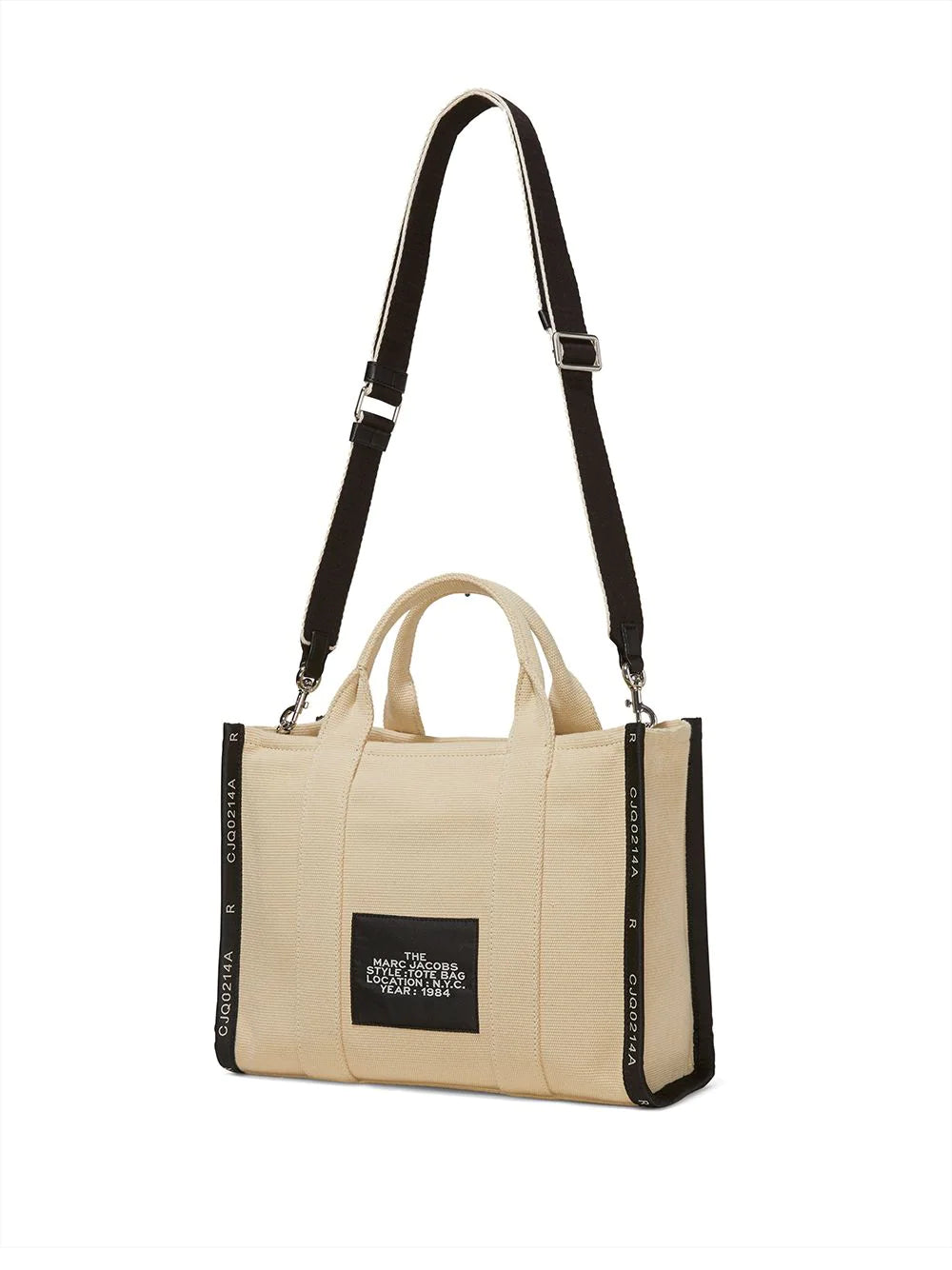 MARC JACOBS WOMEN The Medium Canvas Tote Bag Beige/Black - MAISONDEFASHION.COM