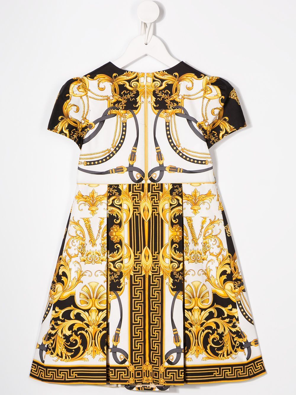 VERSACE KIDS Baroque Print Strap Dress Black/Gold - Maison De Fashion 