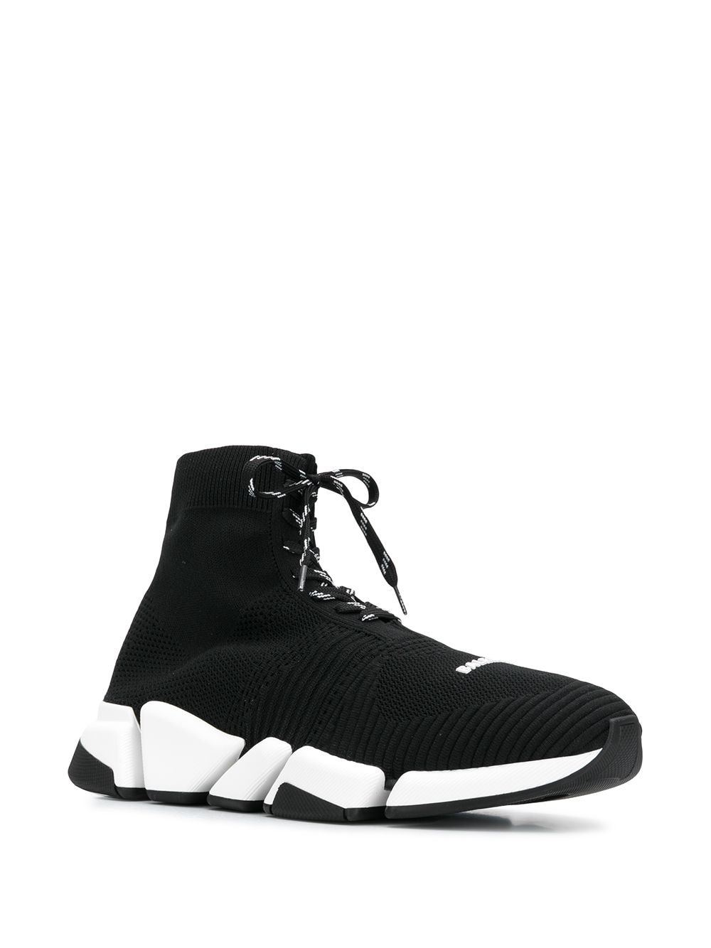 BALENCIAGA Speed 2.0 Lace-Up Sneaker Black/White - Maison De Fashion 
