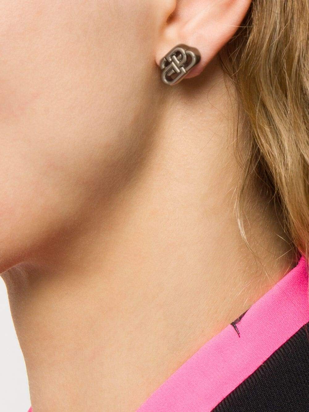 BALENCIAGA Monogram Stud Earrings - MAISONDEFASHION.COM