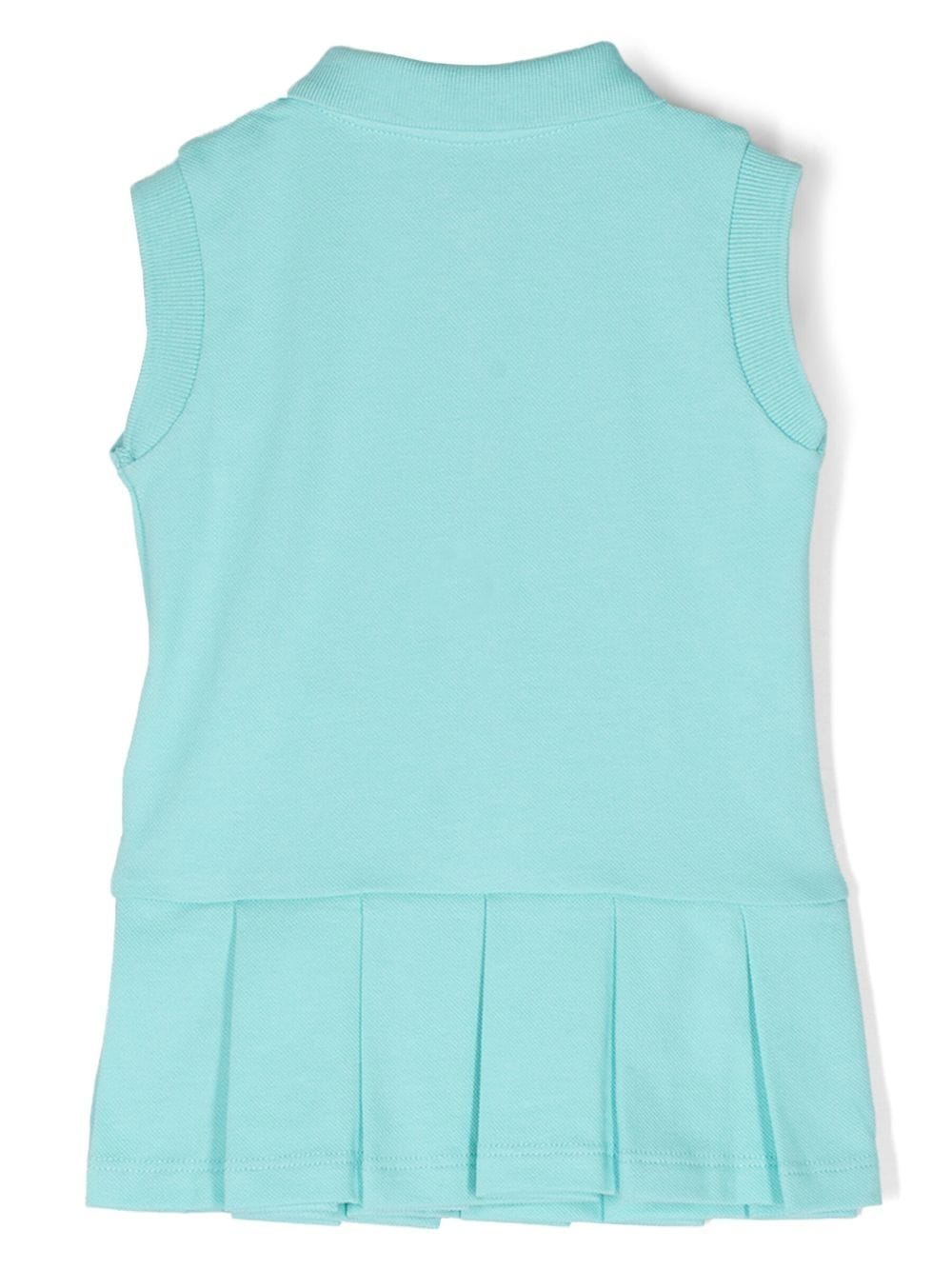 MONCLER BABY Logo Embroidered Dress Blue - MAISONDEFASHION.COM