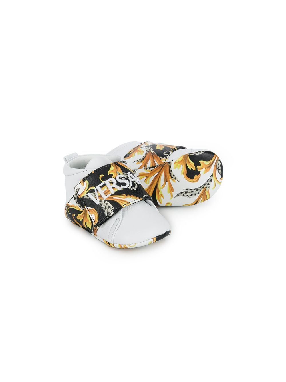 VERSACE KIDS Baby Baroque Print Sneakers White/Gold - Maison De Fashion 