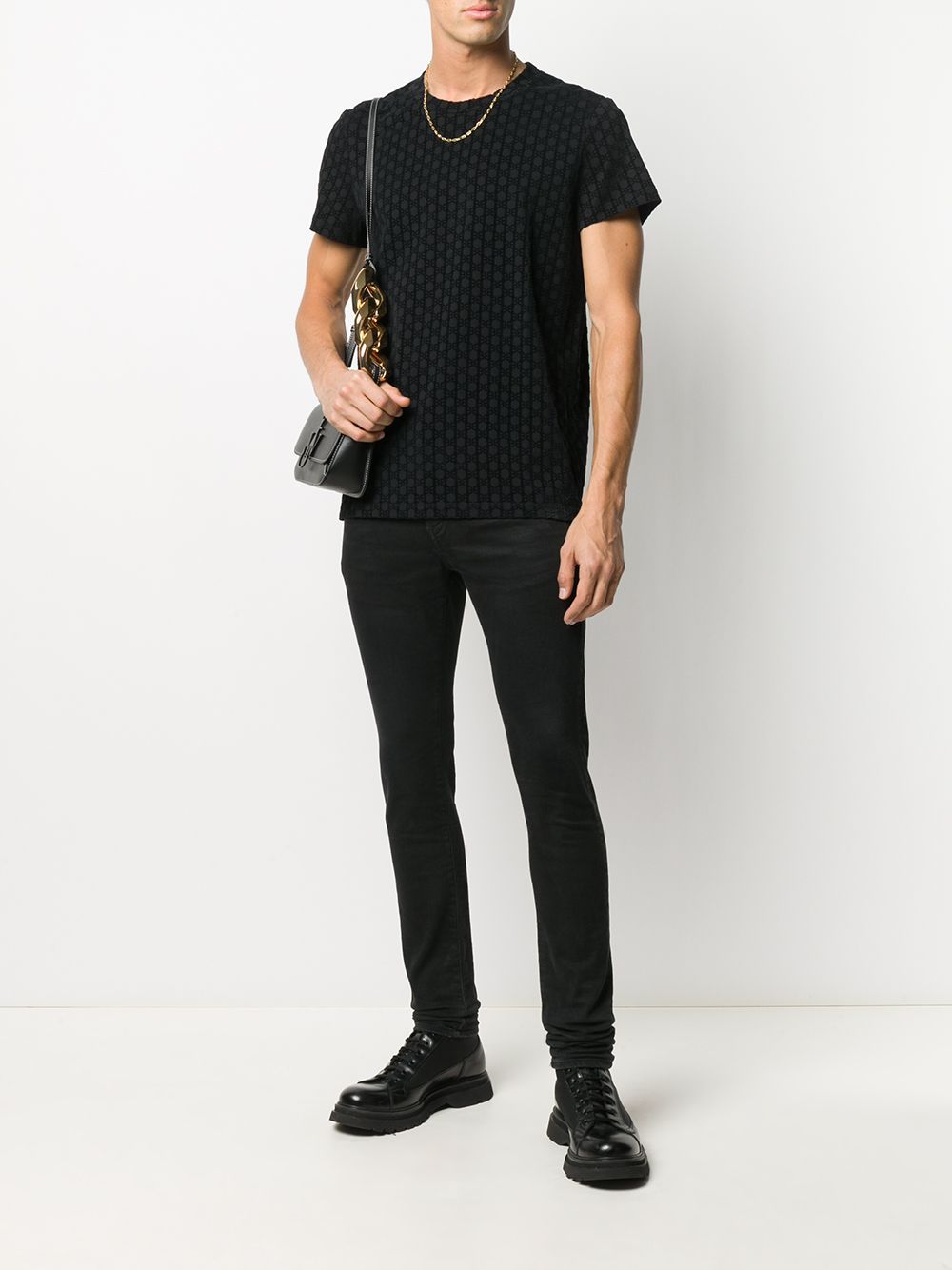 BALMAIN BB Logo Flock Monogram T-Shirt Black - Maison De Fashion 