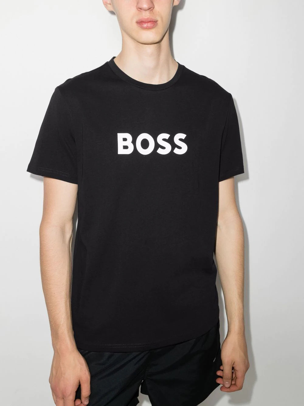 BOSS Logo-print cotton T-shirt Black - MAISONDEFASHION.COM