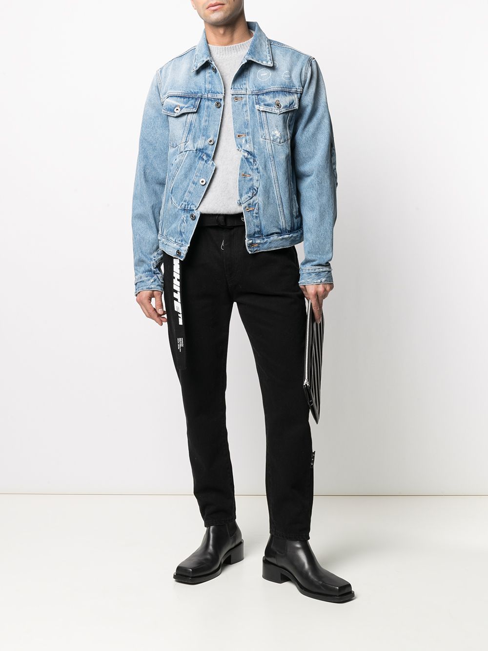 OFF-WHITE Twist Arrow Denim Jacket Blue - Maison De Fashion 