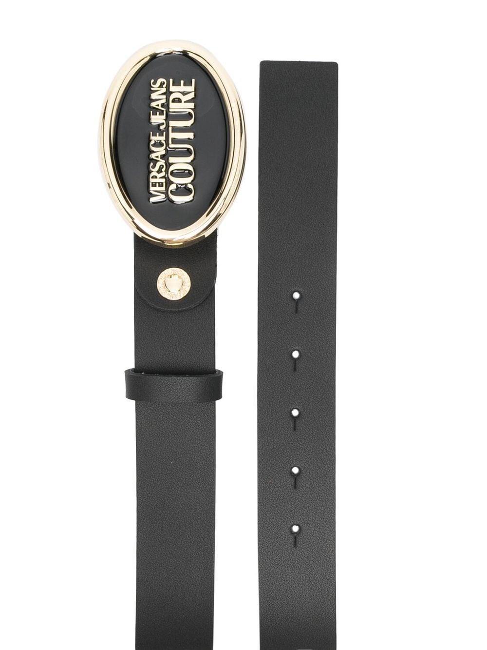 VERSACE JEANS COUTURE WOMEN Logo-buckle leather belt Black - MAISONDEFASHION.COM