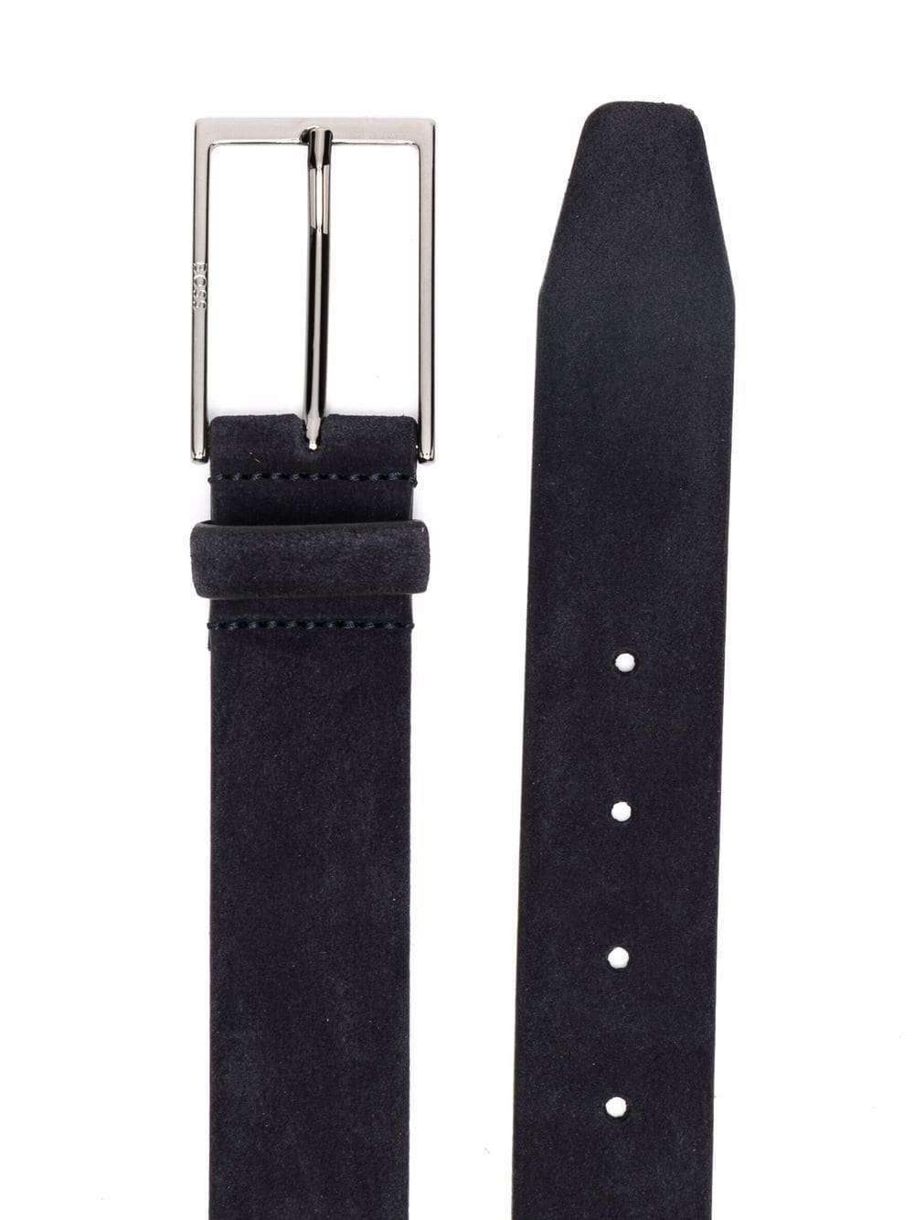 BOSS Leather Buckle Belt Navy - MAISONDEFASHION.COM