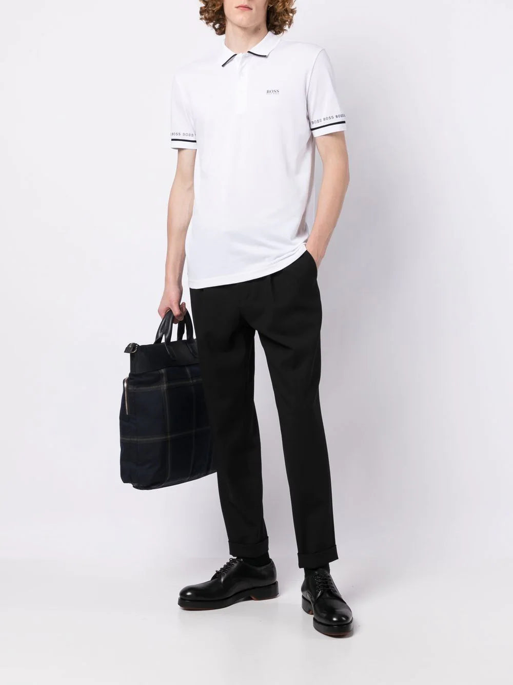 Hugo Boss Polo Shirt in Logo Details White - MAISONDEFASHION.COM