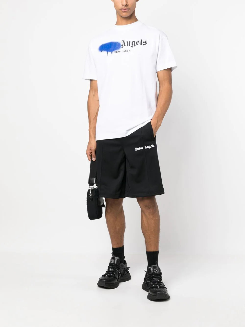 PALM ANGELS Classic Track Shorts Black/White - MAISONDEFASHION.COM