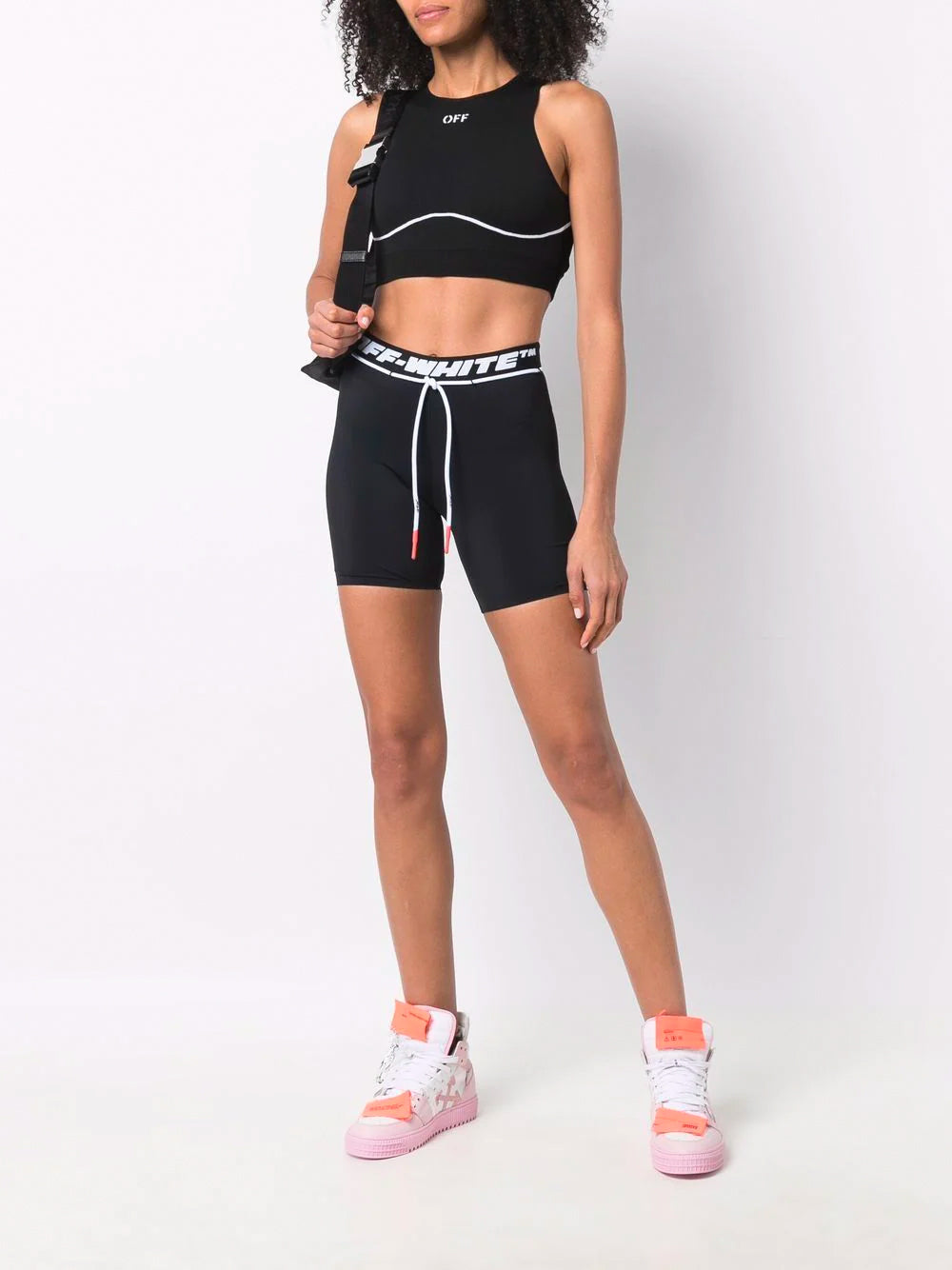 OFF-WHITE WOMEN Athl Logo Band Shorts Black - MAISONDEFASHION.COM