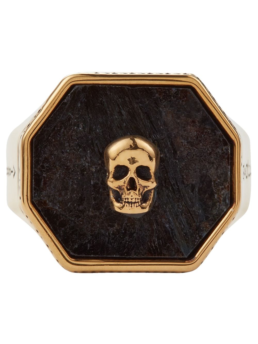 ALEXANDER MCQUEEN Skull Signet Ring Black/Gold - MAISONDEFASHION.COM
