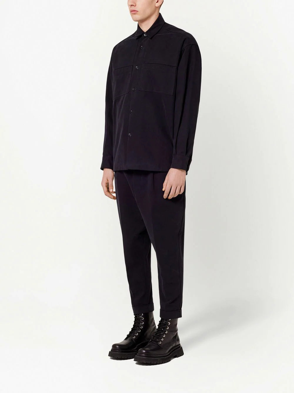 AMI PARIS Two Pocket Overshirt Black - MAISONDEFASHION.COM