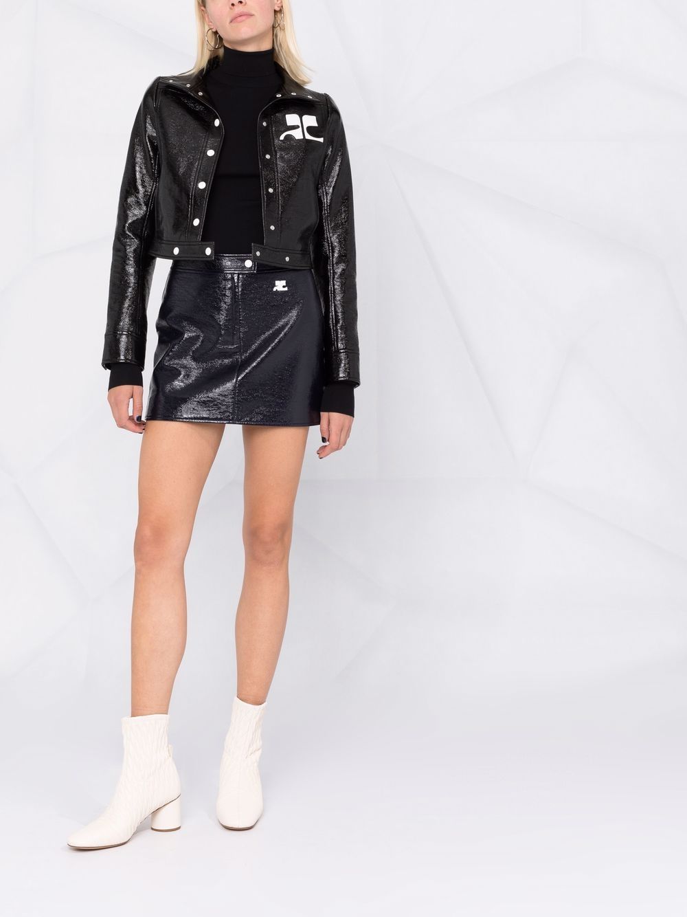 COURRÈGES WOMEN Cropped Faux Leather Jacket Black - MAISONDEFASHION.COM