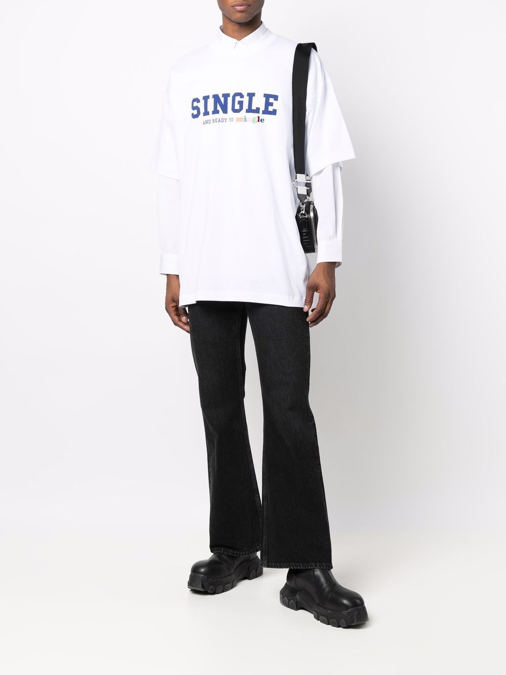 VETEMENTS Single And Ready To Mingle T-Shirt White - MAISONDEFASHION.COM