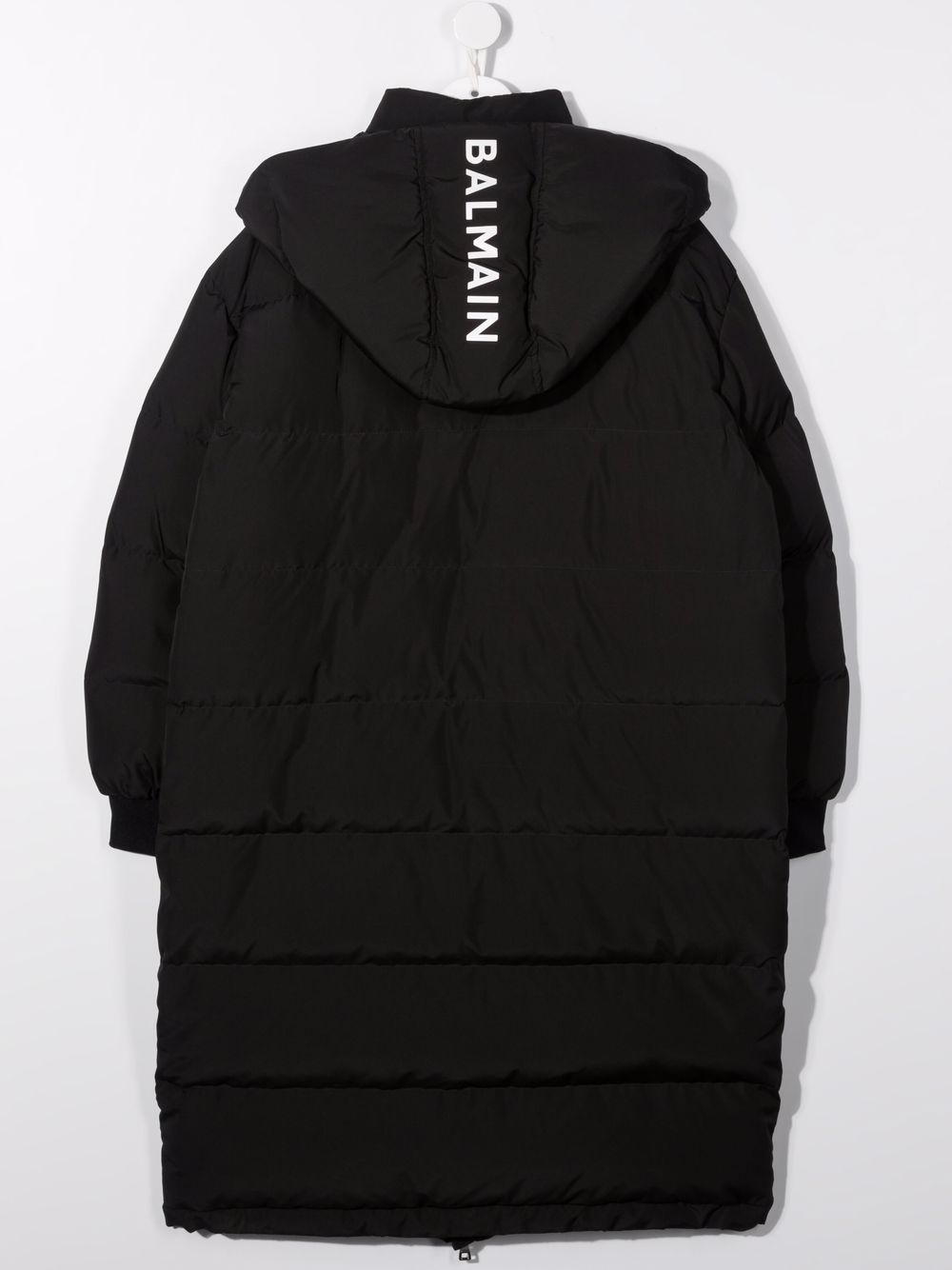 BALMAIN KIDS Logo-print hooded coat Black - MAISONDEFASHION.COM