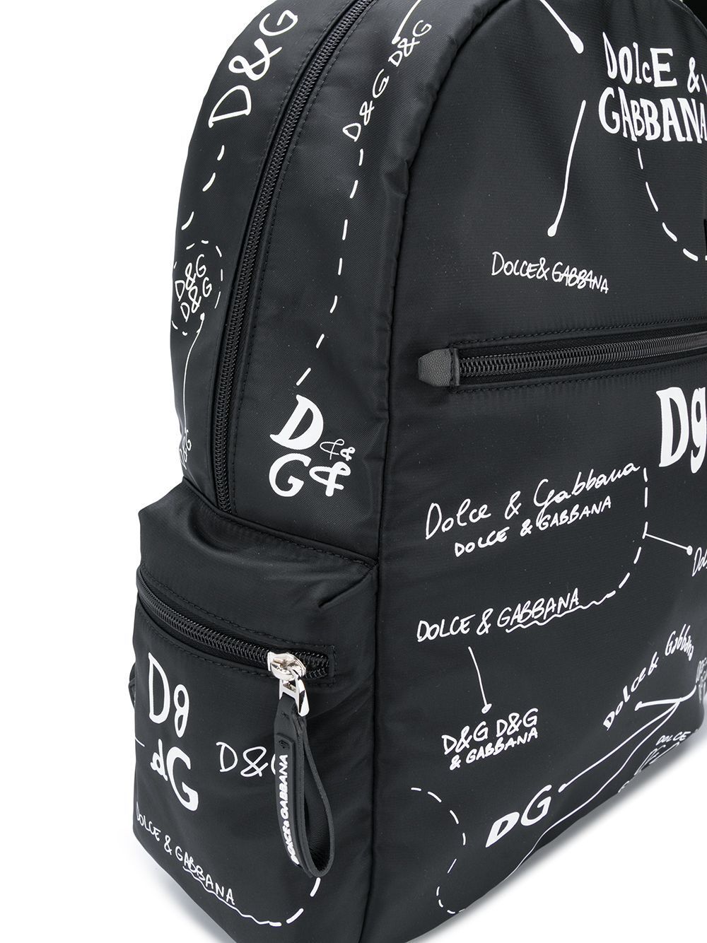 DOLCE & GABBANA KIDS Graffiti Backpack Black/White - Maison De Fashion 