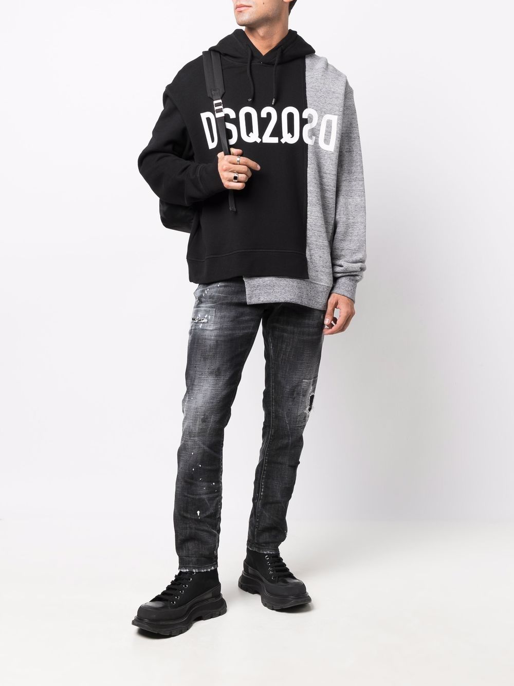 DSQUARED2 Mid Rise Distressed Jeans Black - MAISONDEFASHION.COM