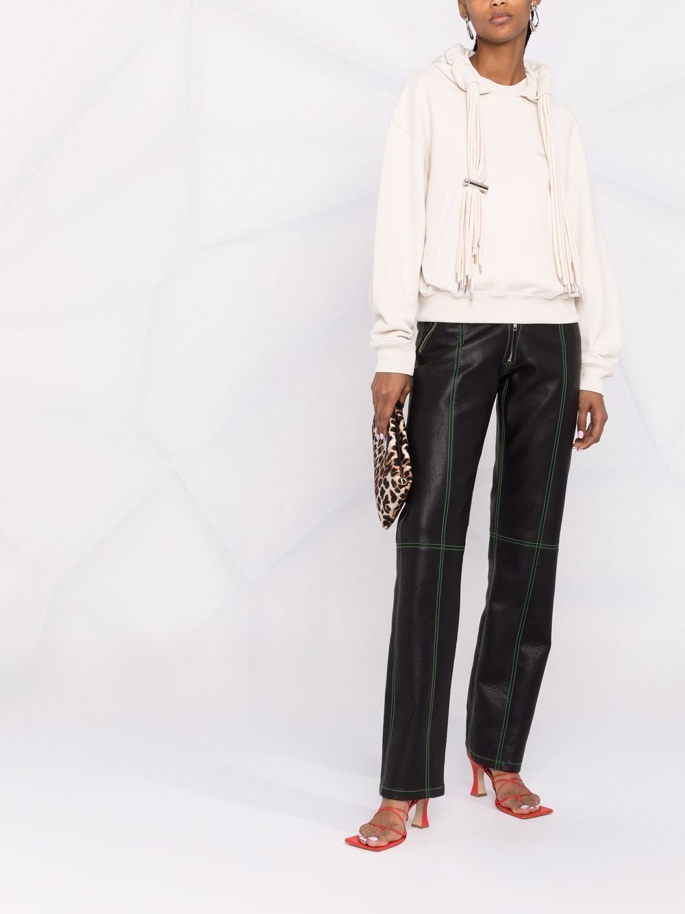 AMBUSH WOMEN Multi Cord cotton hoodie Cream - MAISONDEFASHION.COM
