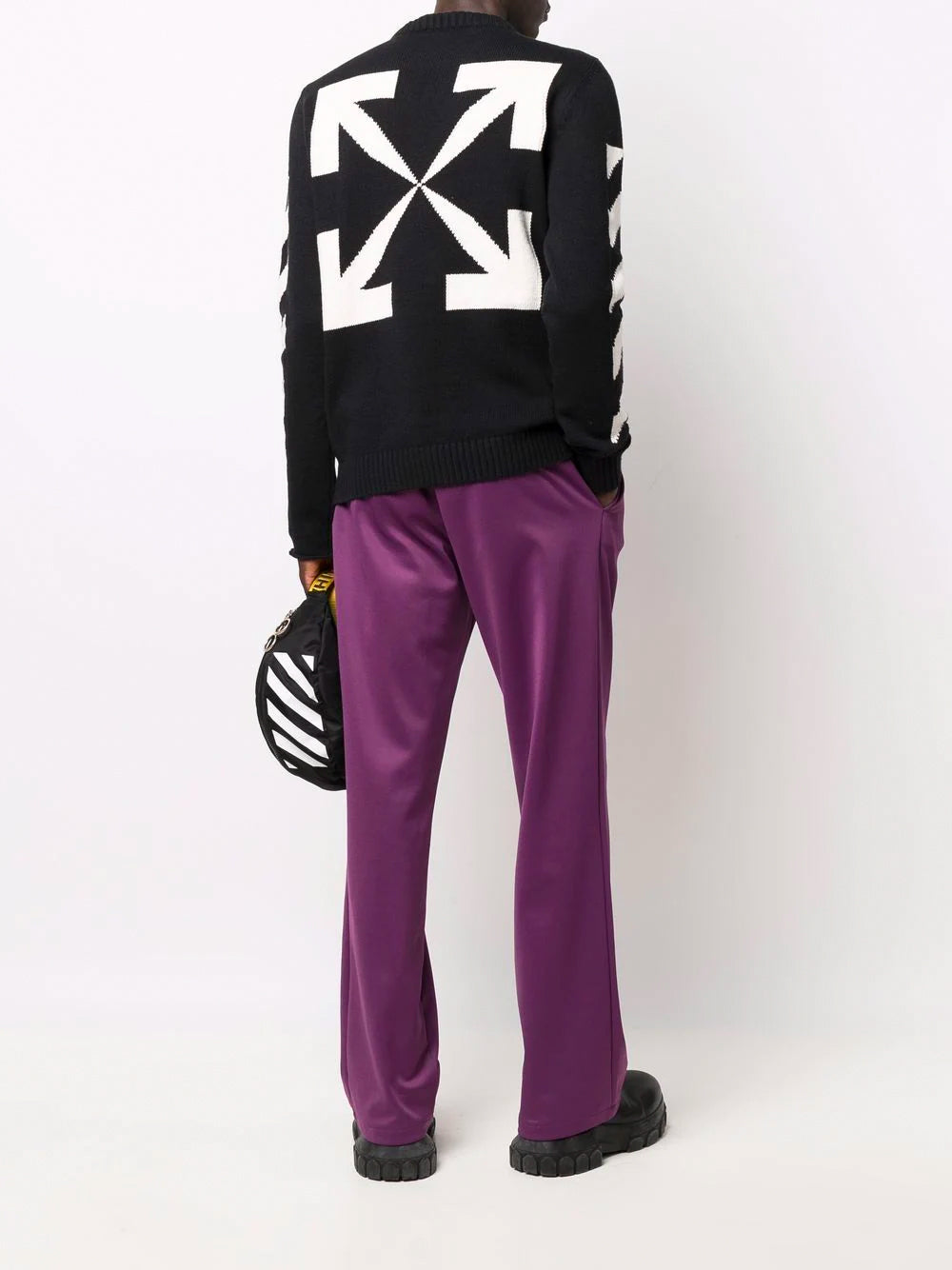 OFF-WHITE Diag Arrow Knitted Sweatshirt Black - MAISONDEFASHION.COM