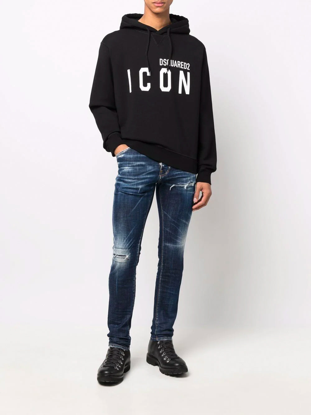 DSQUARED2 Icon Logo Hoodie Black - MAISONDEFASHION.COM