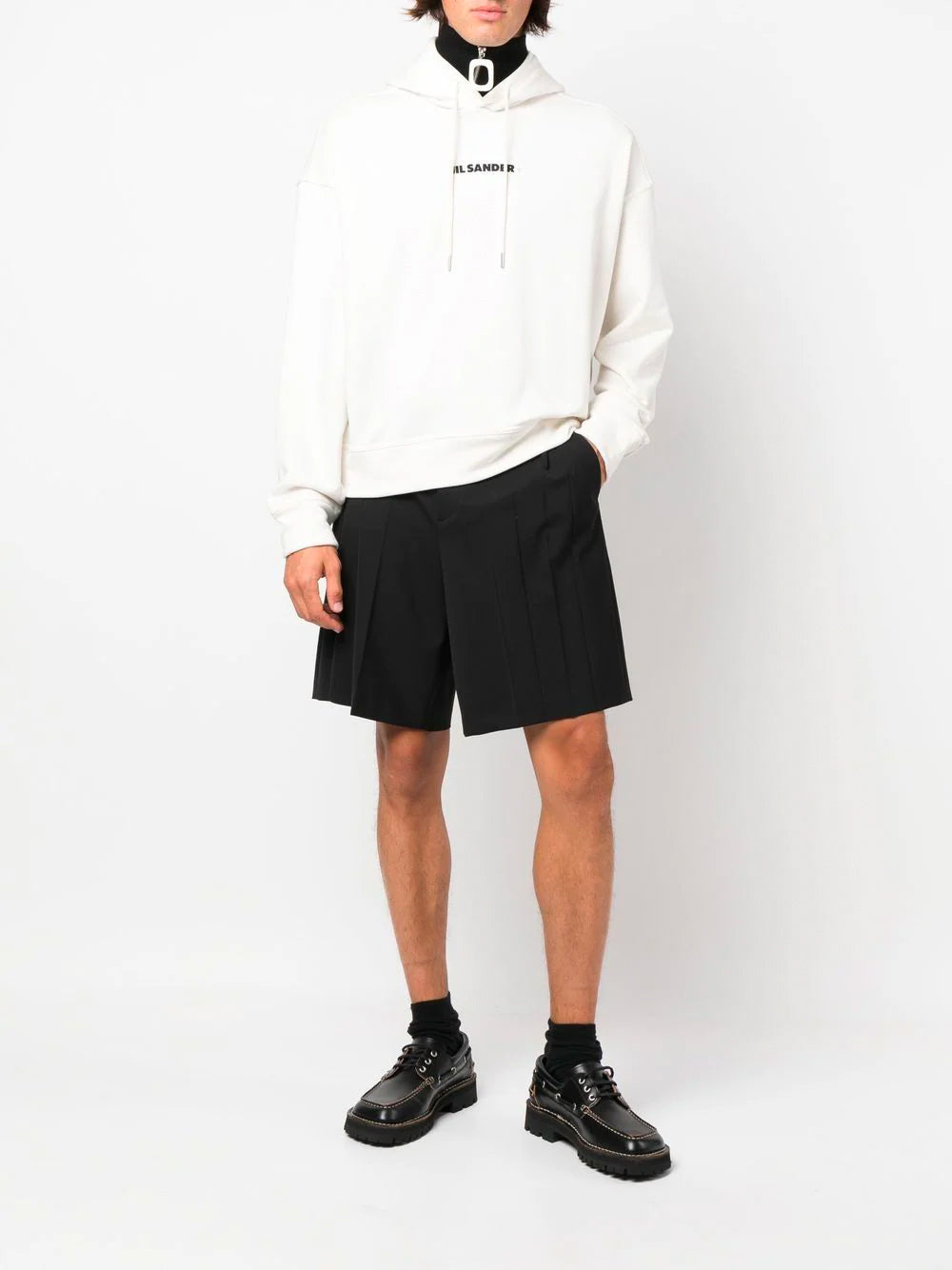 JIL SANDER Logo Hoodie Natural - MAISONDEFASHION.COM