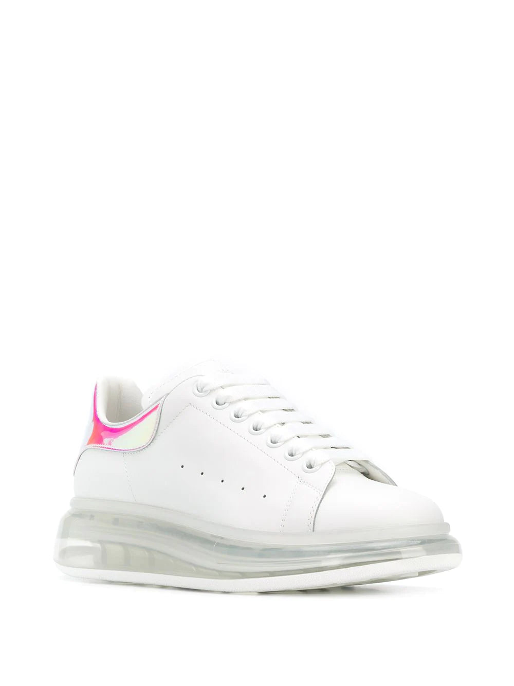 Alexander McQueen Oversized Iridescent Heel Clear Sole Sneakers White/Multi - MAISONDEFASHION.COM