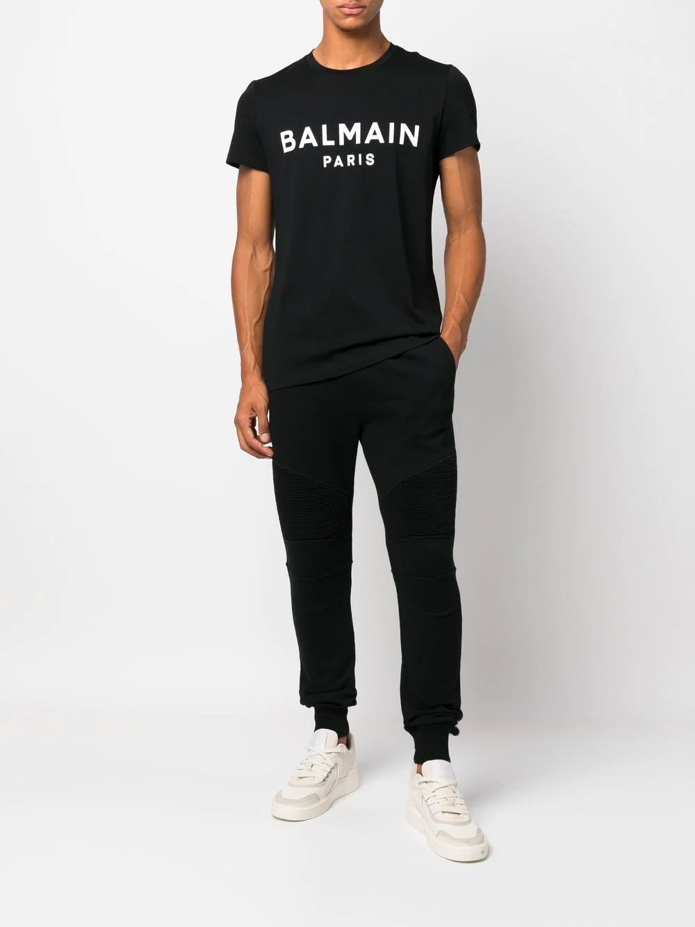 BALMAIN Logo Print T-Shirt Black/White - MAISONDEFASHION.COM