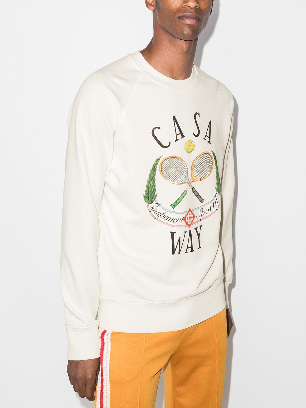 CASABLANCA WOMEN Casaway Tennis Club Printed Sweatshirt White - MAISONDEFASHION.COM