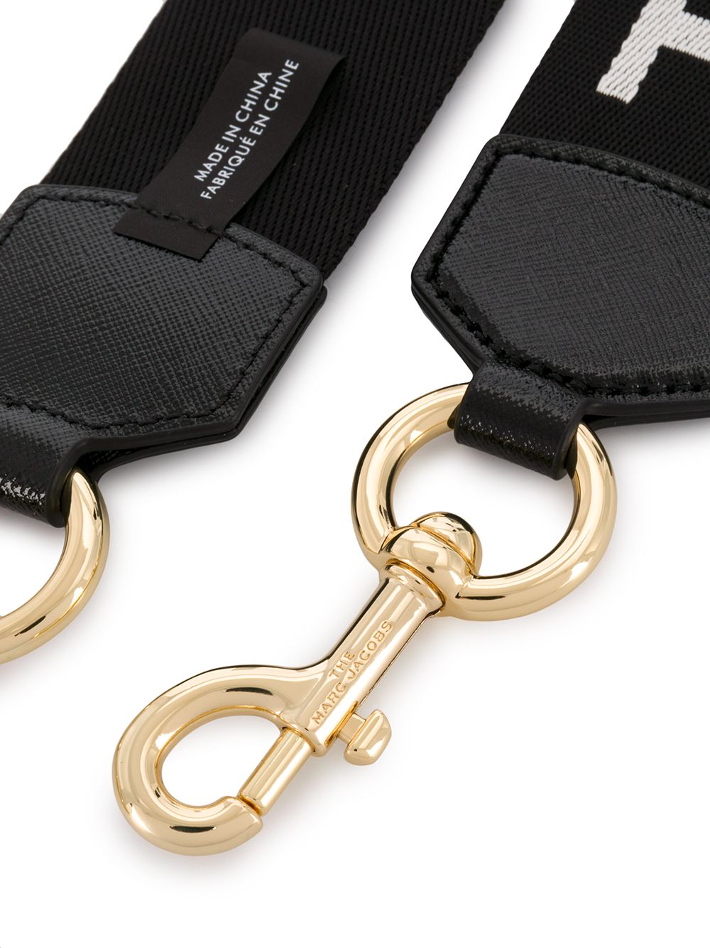 MARC JACOBS WOMEN Logo Webbing Strap Black/Gold - MAISONDEFASHION.COM