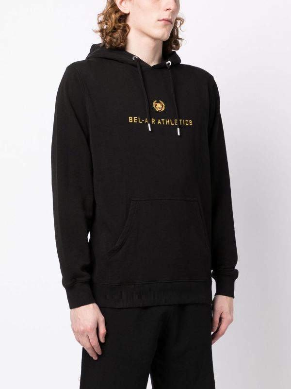 BEL-AIR ATHLETICS Logo Embroidered Hoodie Black - MAISONDEFASHION.COM