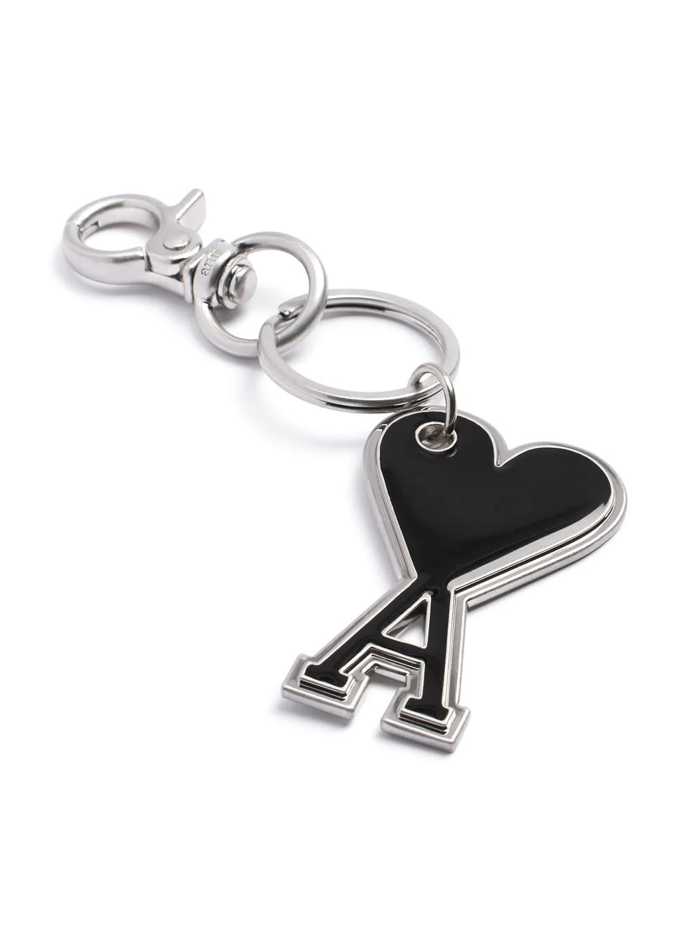 AMI PARIS Ami De Coeur Logo Chain Keyring Silver/Black - MAISONDEFASHION.COM