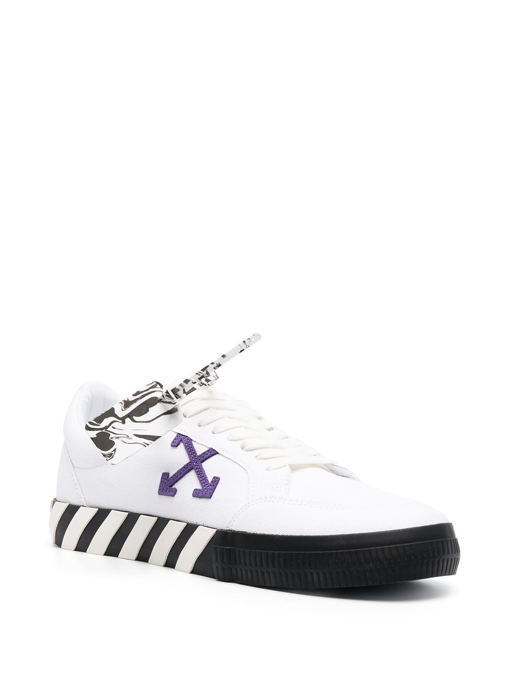 OFF-WHITE Low Vulcanized Canvas Sneakers White/Purple - Maison De Fashion 