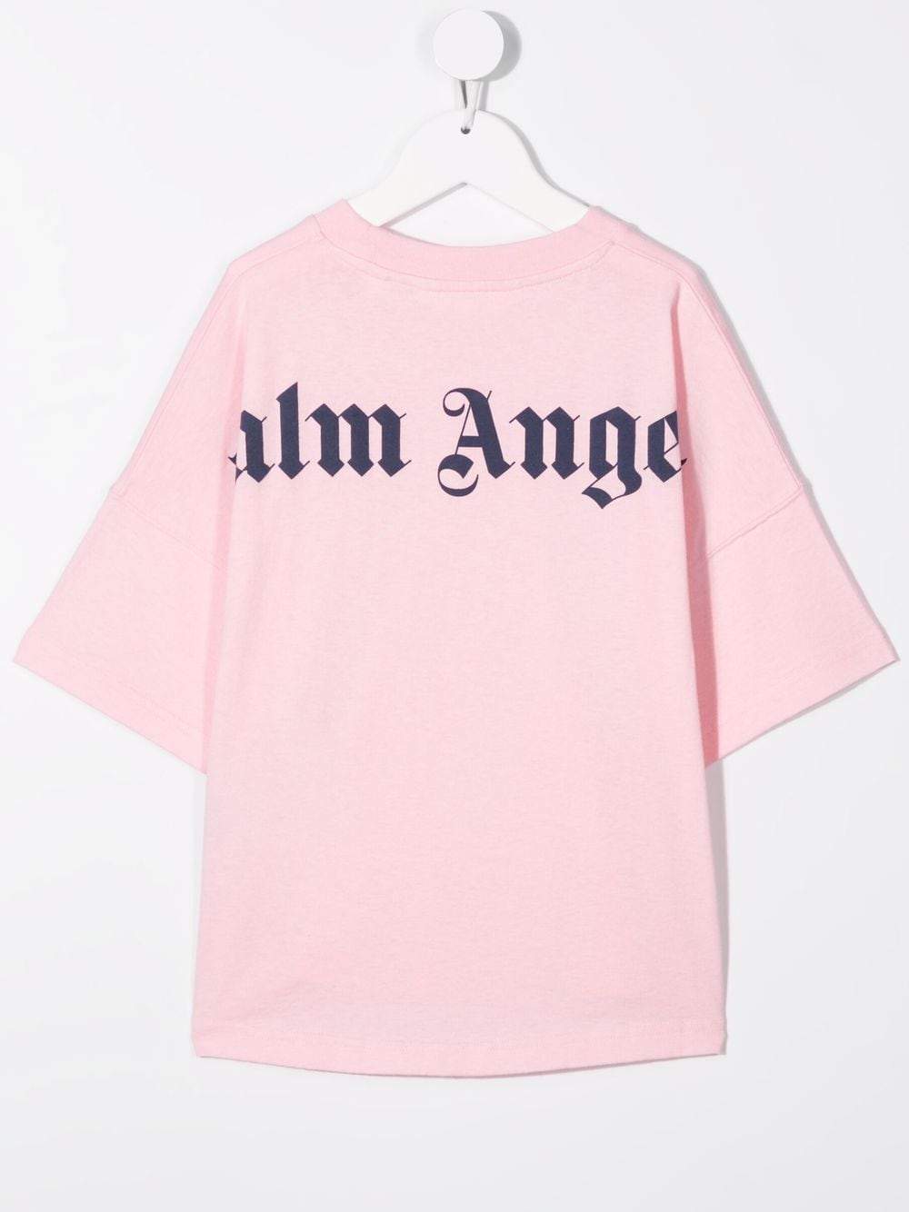 PALM ANGELS KIDS Logo Over T-Shirt Pink - MAISONDEFASHION.COM