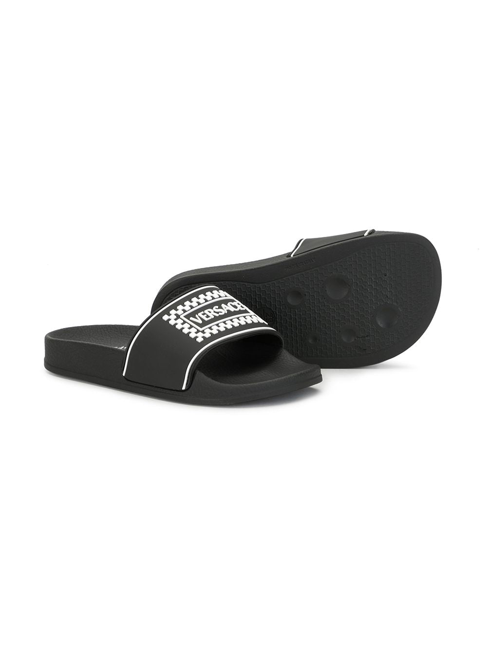 VERSACE KIDS Logo slides Black - MAISONDEFASHION.COM